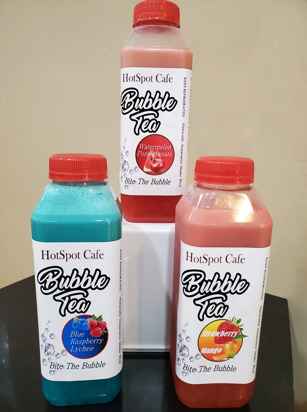 Text saying: Bubble Tea in bottles!!!